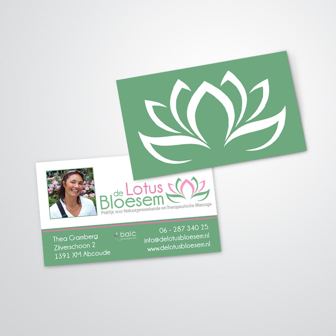 visitekaartjes door Kat Design voor de lotus bloesem