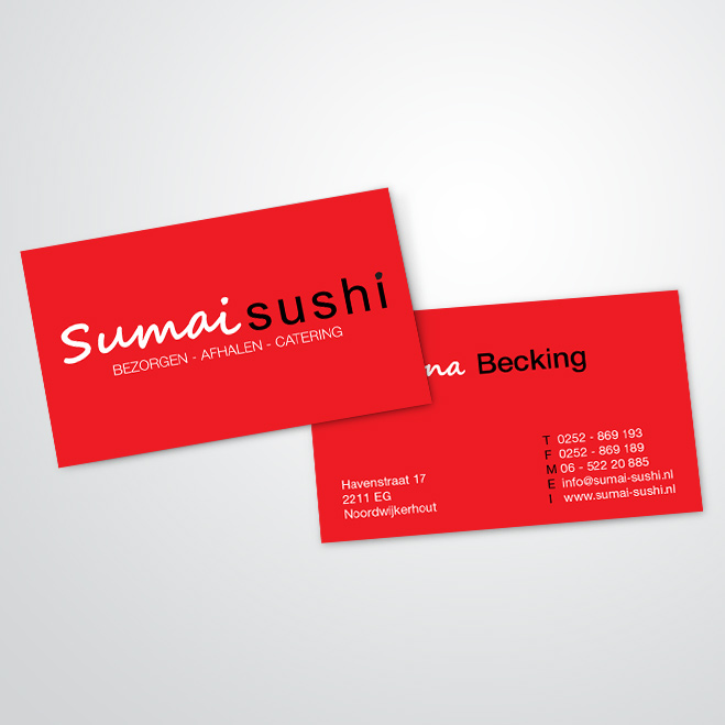 visitekaartjes gemaakt door Kat Design voor Sumai Sushi