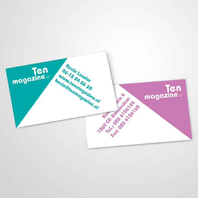 visitekaartjes gemaakt door Kat Design voor Ten Magazine