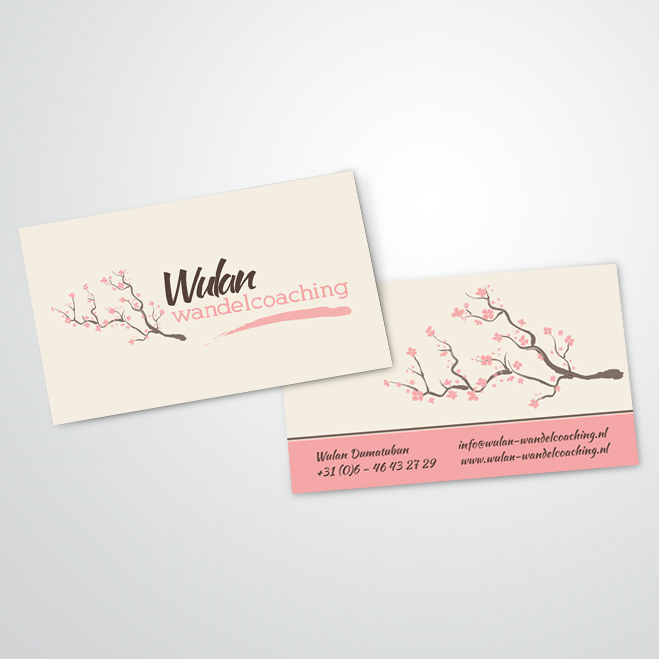 visitekaartjes gemaakt door Kat Design voor Wulan Wandelcoaching