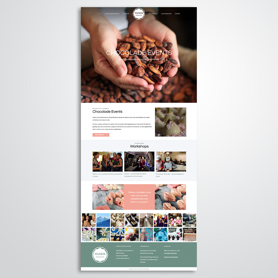 website gemaakt door Kat Design voor Marbon Chocolade Events