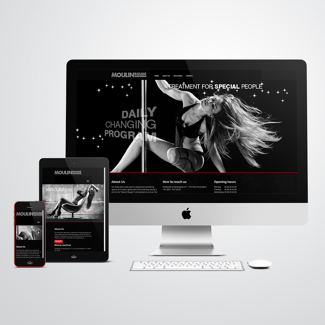 website gemaakt door Kat Design voor Moulin Rouge Amsterdam