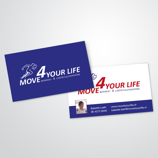 visitekaartjes door Kat Design voor Babette Leeh van Move 4 Your Life
