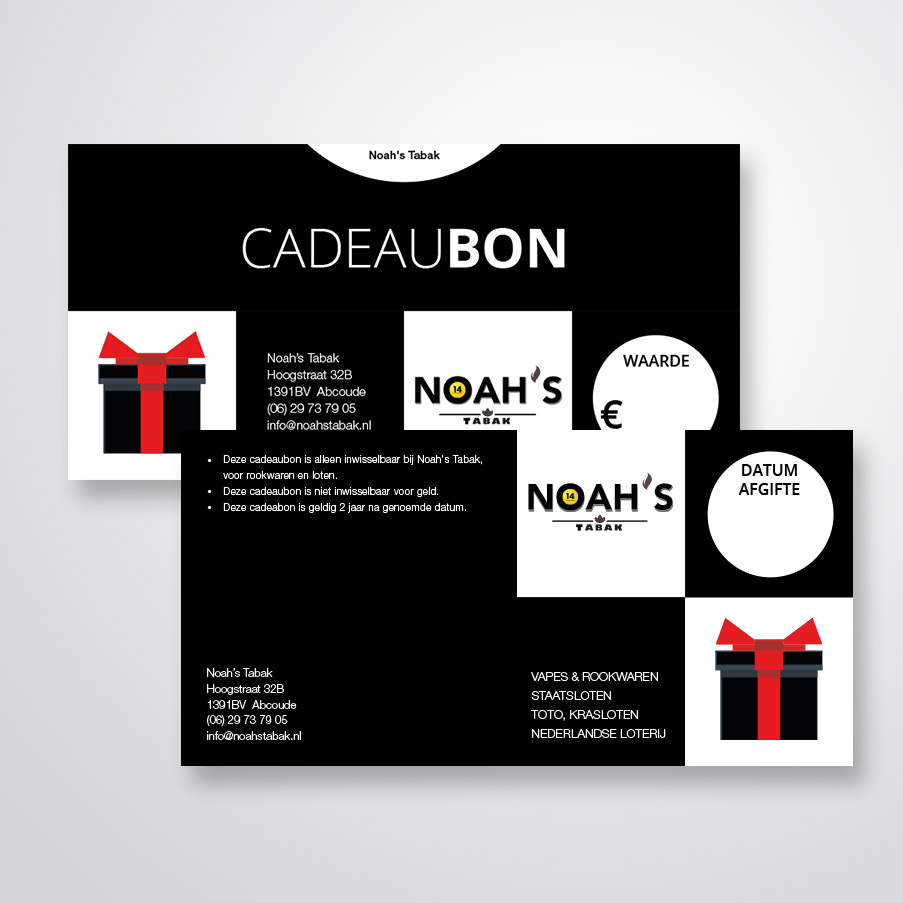 cadeaubon door Kat Design voor Noah's Tabak