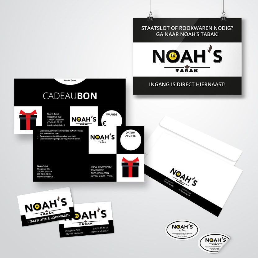 huisstijl door Kat Design voor Noah's Tabak