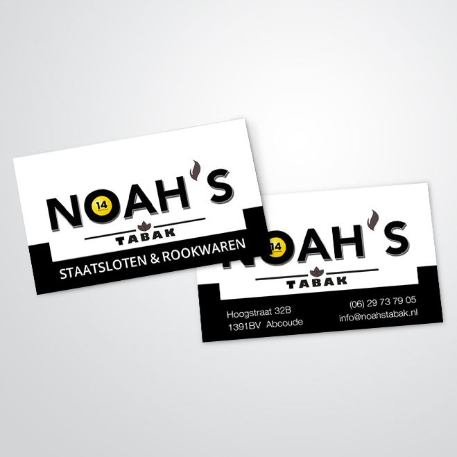 visitekaartjes door Kat Design voor Noah's Tabak