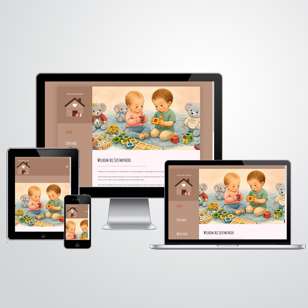 website gemaakt door Kat Design voor Justme4kids Gastouderopvang
